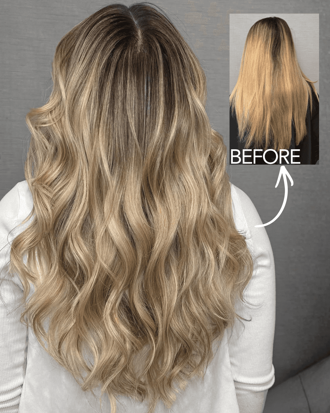 before with long regrowth and dark roots with after Photo courtesy of ULTA Beauty